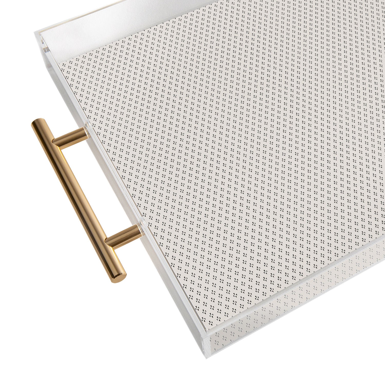 DENY Designs Block Print Dot Cream Acrylic Tray