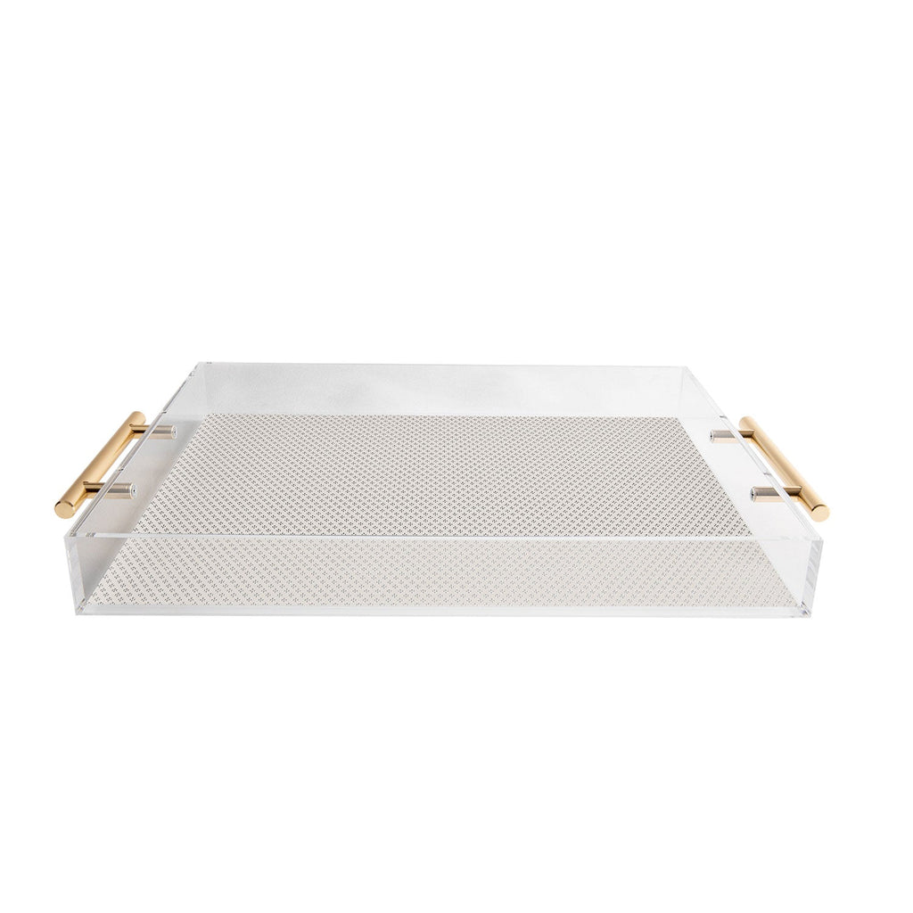 DENY Designs Block Print Dot Cream Acrylic Tray