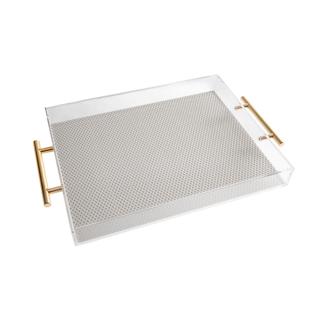 DENY Designs Block Print Dot Cream Acrylic Tray