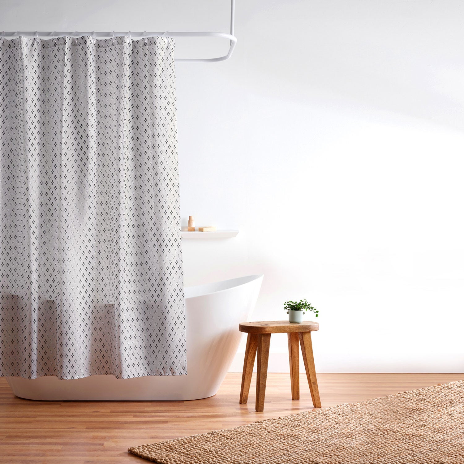 DENY Designs Block Print Dot Cream Shower Curtain