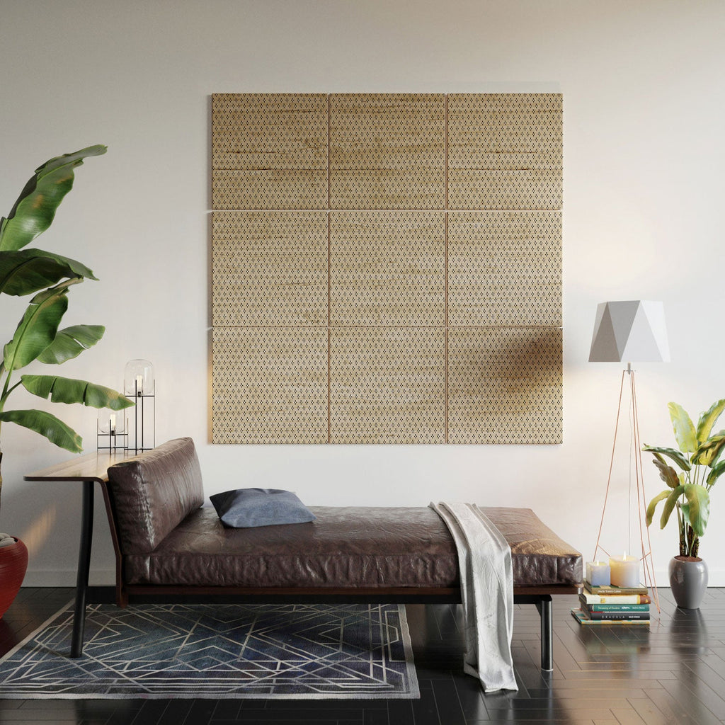 DENY Designs Block Print Dot Cream Wood Wall Mural