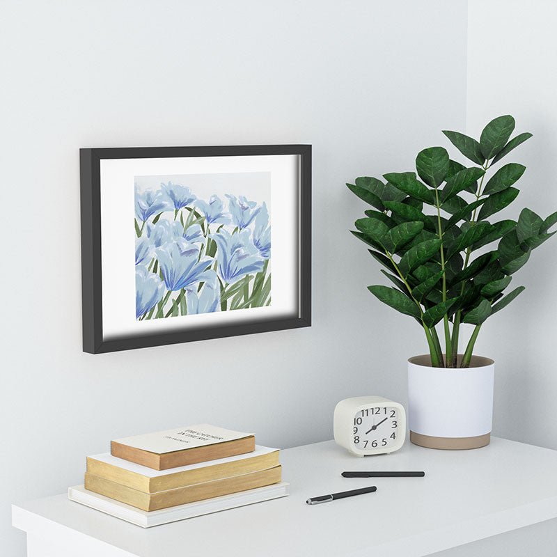 DENY Designs blue blooms Recessed Framing Rectangle