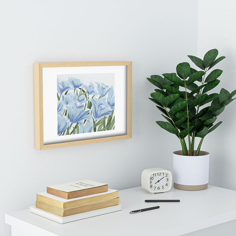 DENY Designs blue blooms Recessed Framing Rectangle