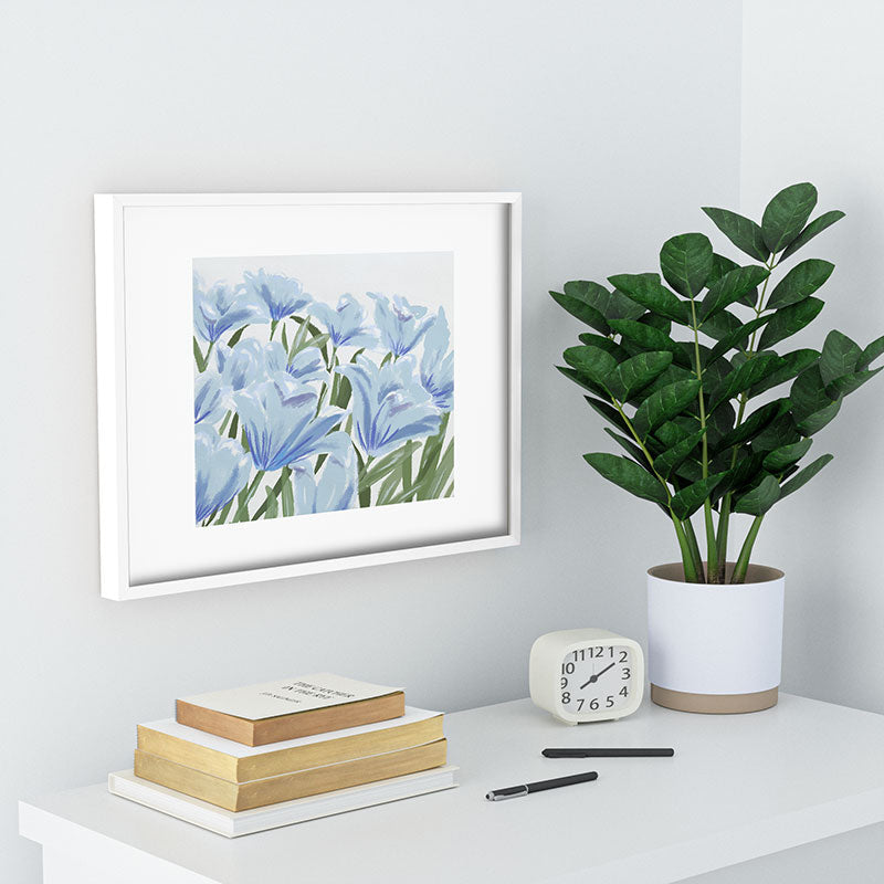 DENY Designs blue blooms Recessed Framing Rectangle