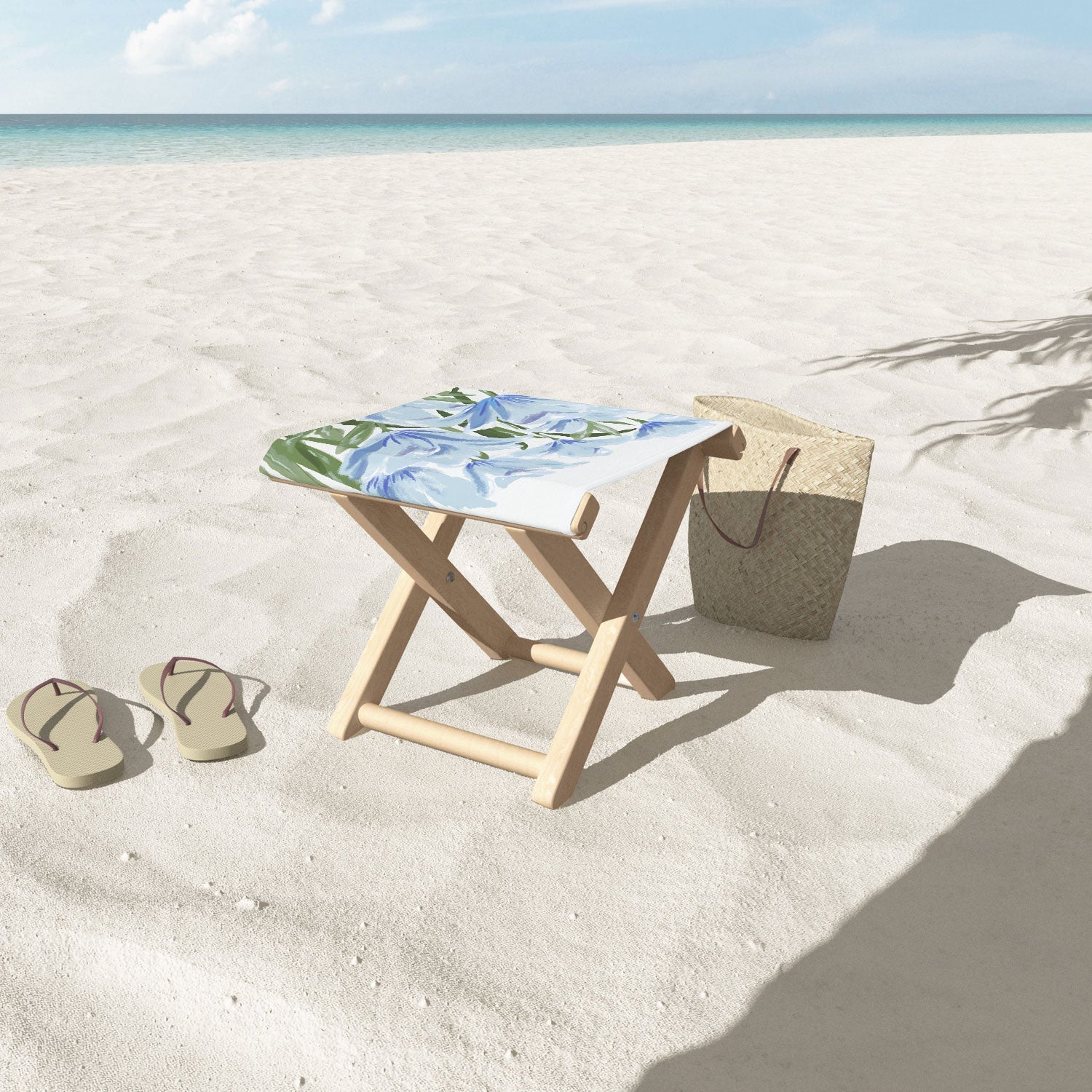 DENY Designs blue blooms Folding Stool