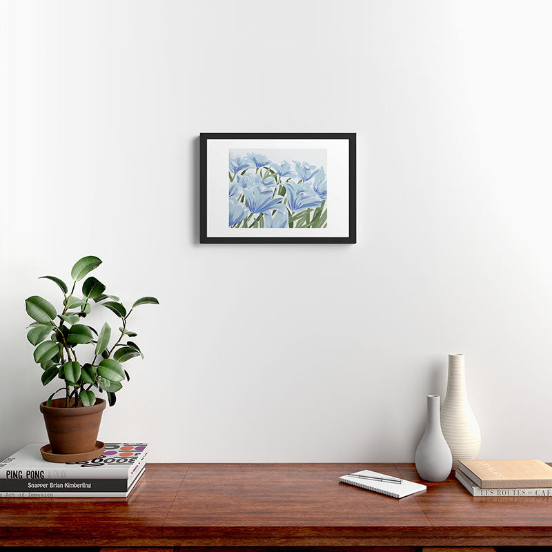 DENY Designs blue blooms Framed Art Print