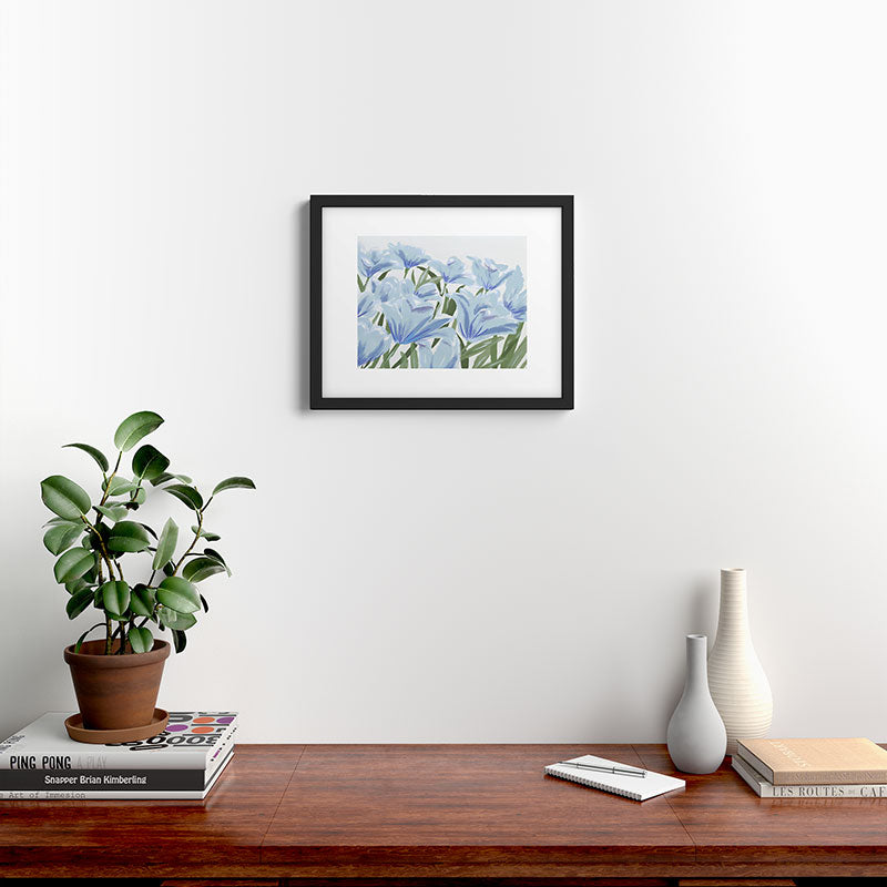 DENY Designs blue blooms Framed Art Print