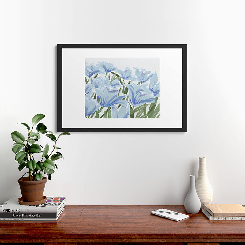 DENY Designs blue blooms Framed Art Print