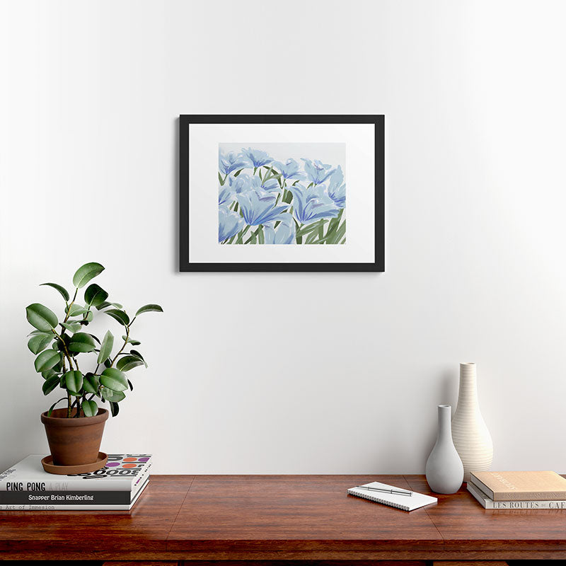 DENY Designs blue blooms Framed Art Print