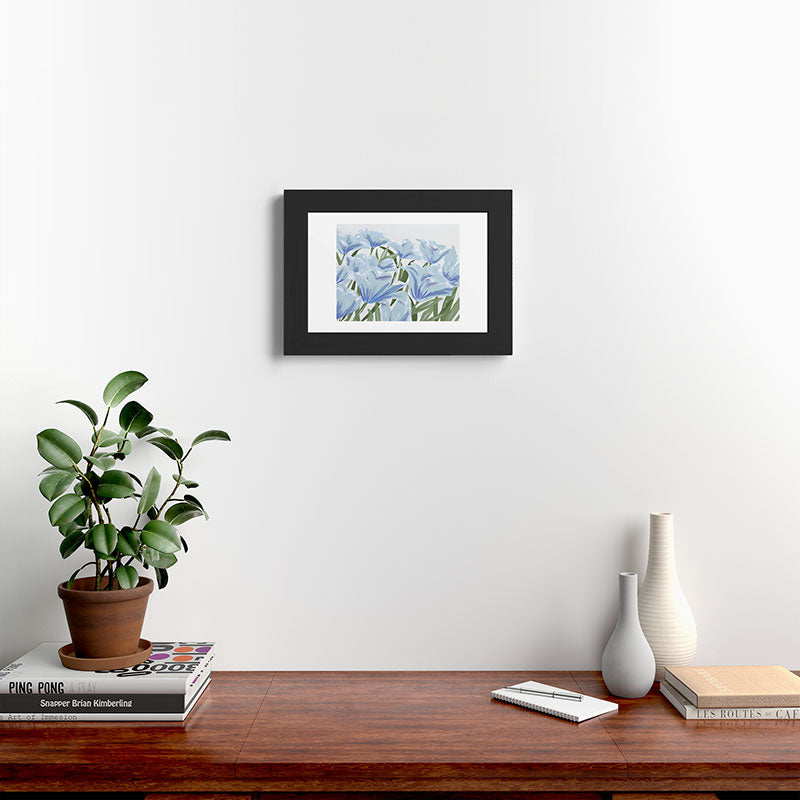 DENY Designs blue blooms Framed Art Print
