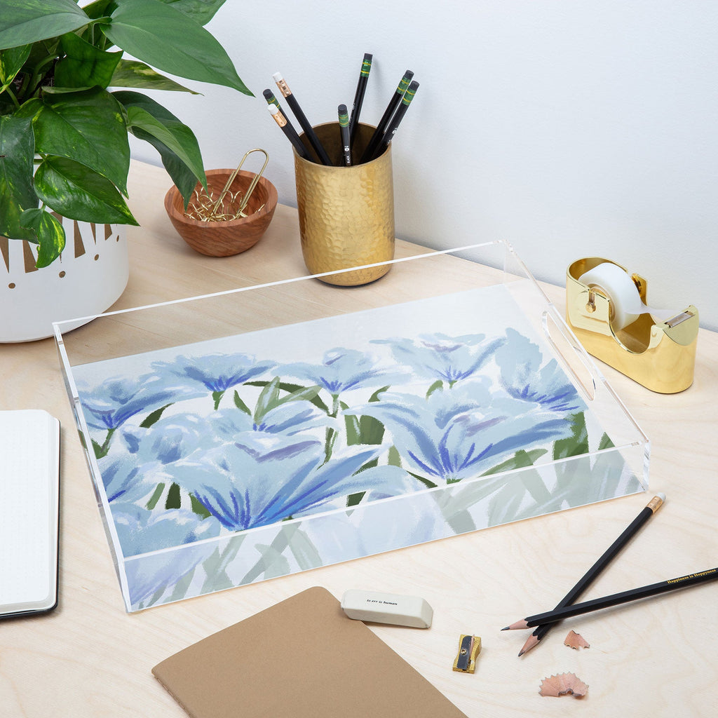 DENY Designs blue blooms Acrylic Tray