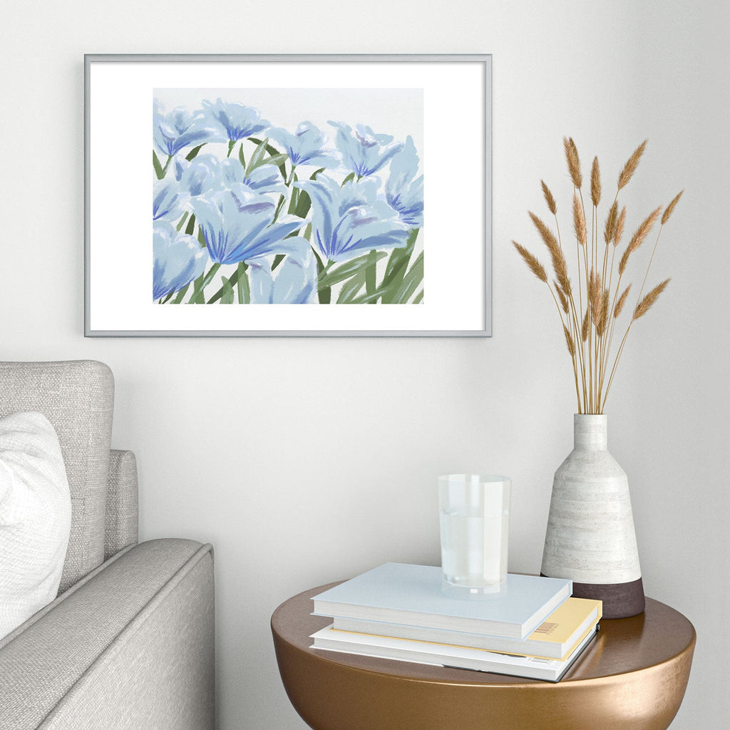 DENY Designs blue blooms Metal Framed Art Print