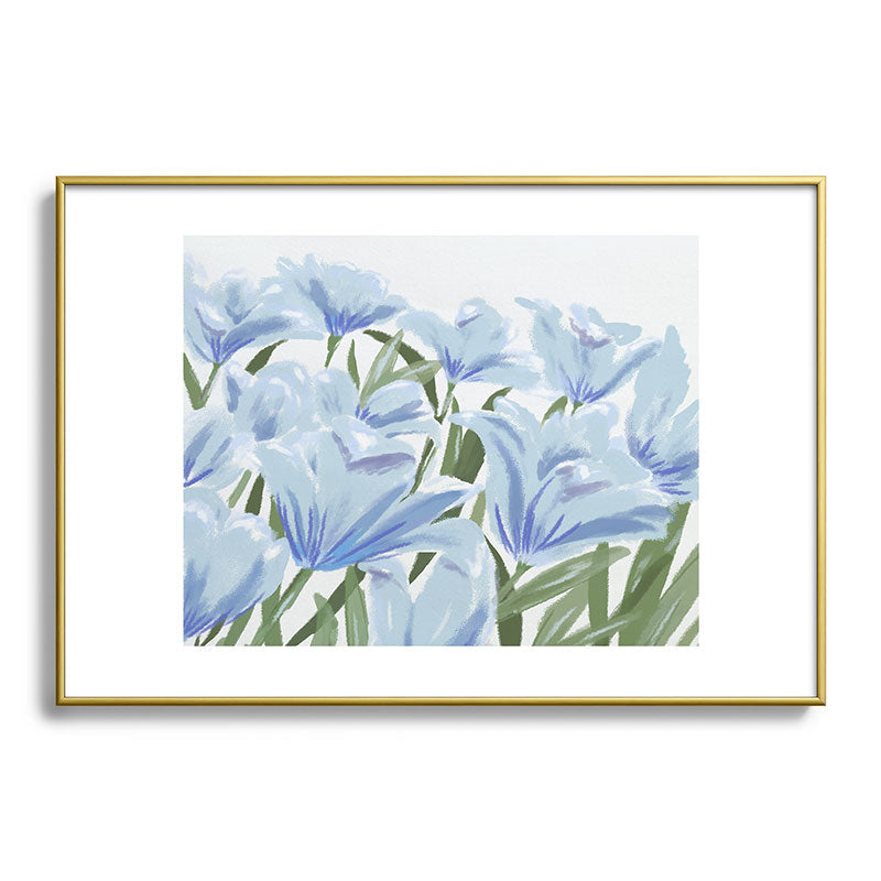 DENY Designs blue blooms Metal Framed Art Print