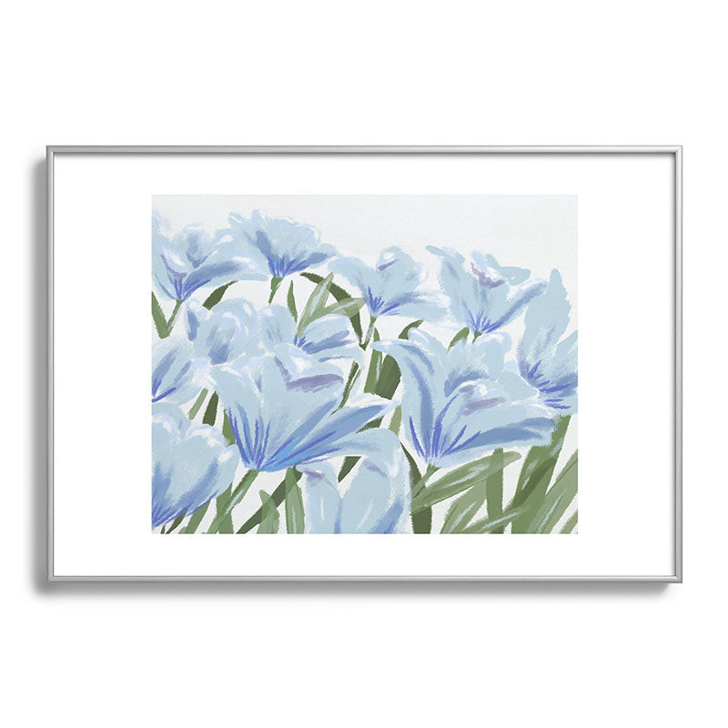 DENY Designs blue blooms Metal Framed Art Print
