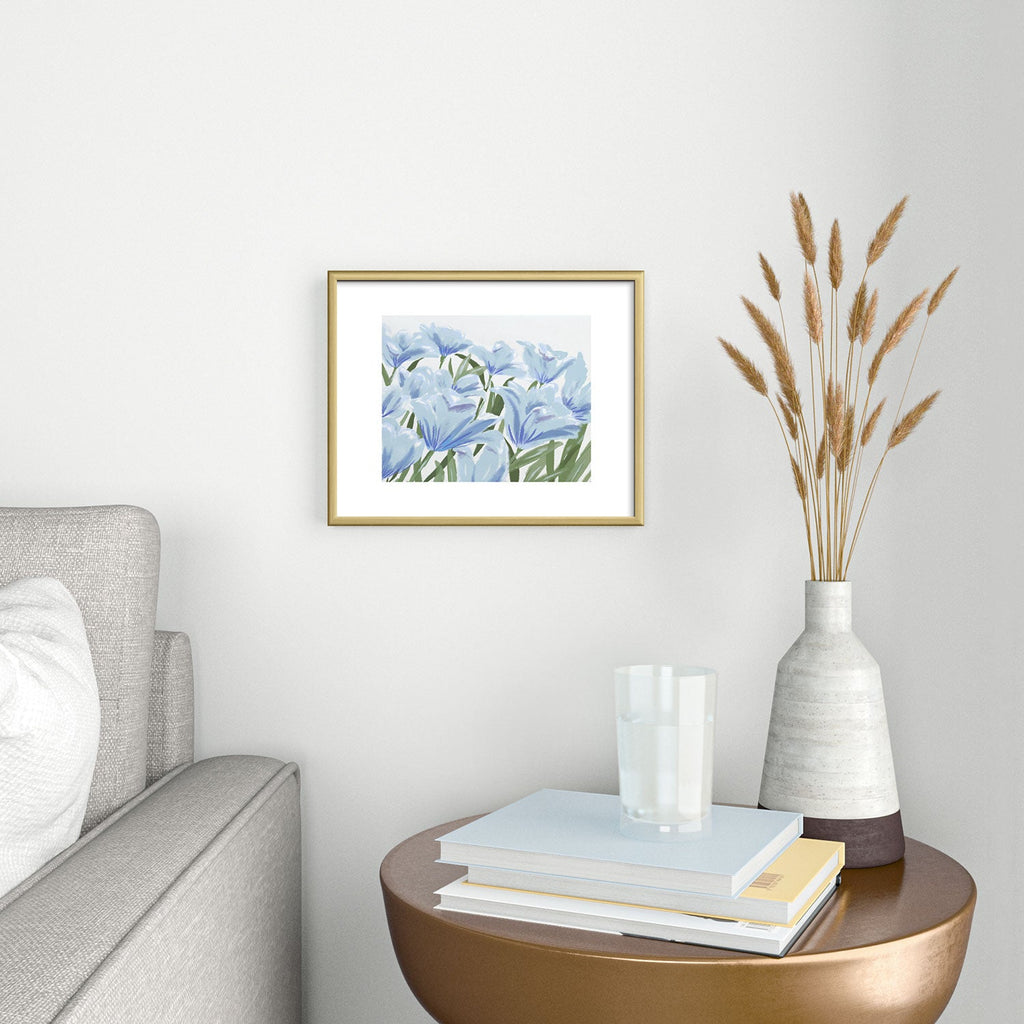 DENY Designs blue blooms Metal Framed Art Print