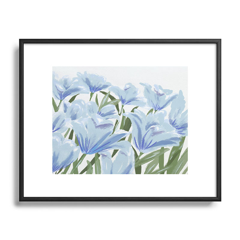 DENY Designs blue blooms Metal Framed Art Print