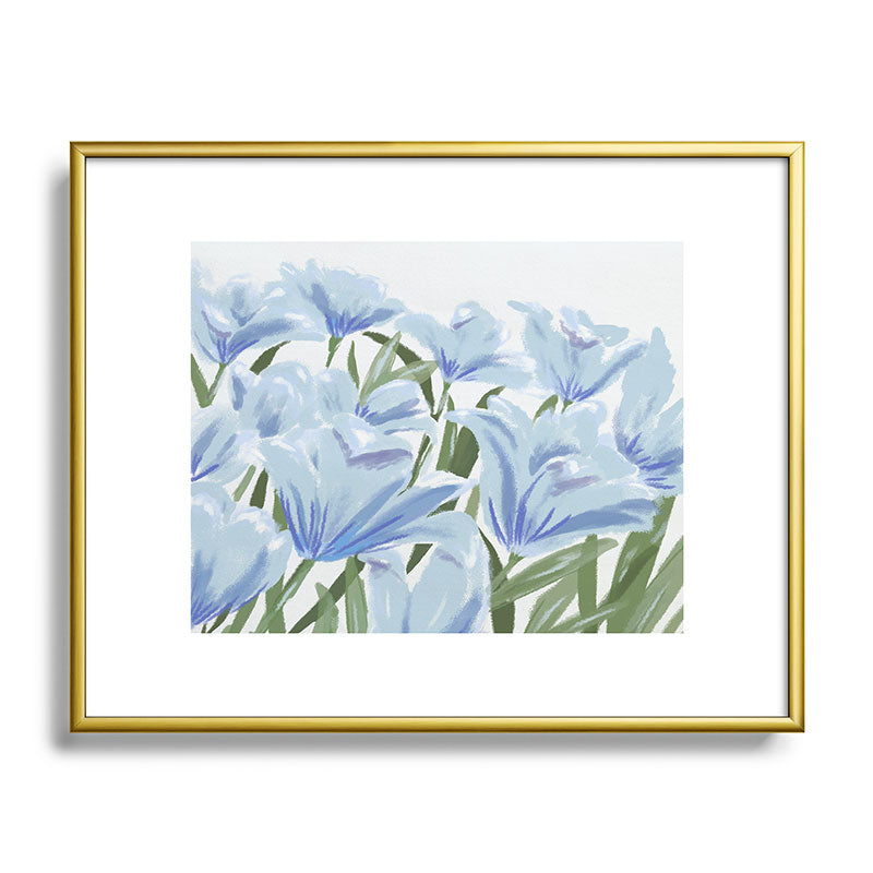 DENY Designs blue blooms Metal Framed Art Print
