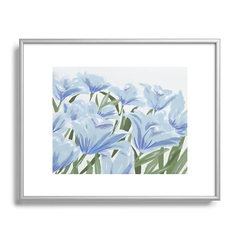 DENY Designs blue blooms Metal Framed Art Print
