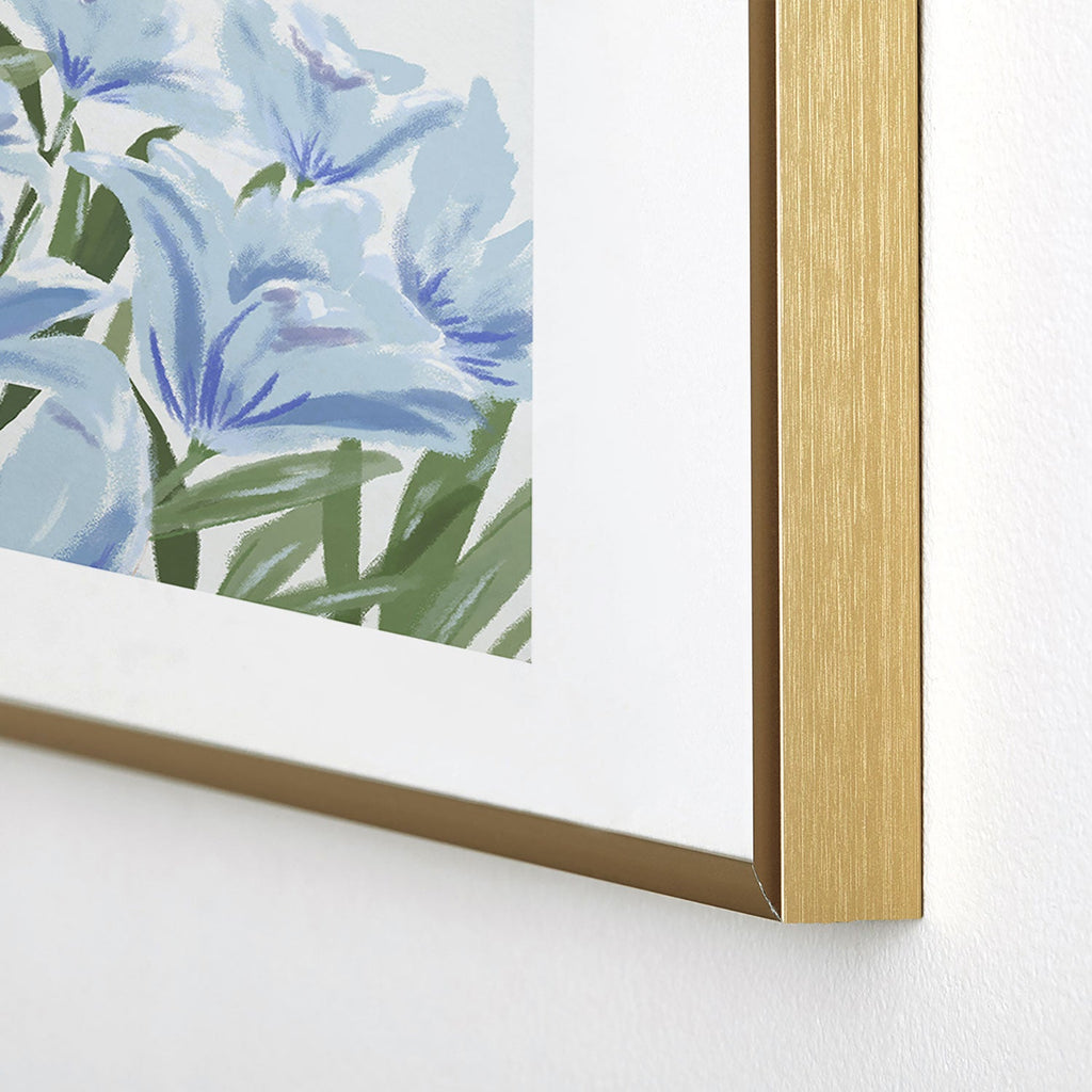DENY Designs blue blooms Metal Framed Art Print