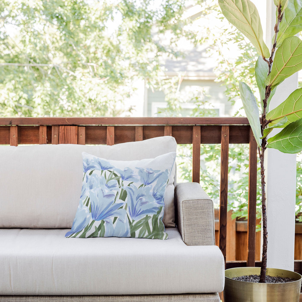 DENY Designs blue blooms Outdoor Throw Pillow