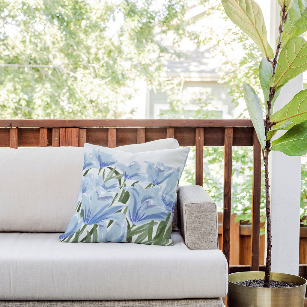 DENY Designs blue blooms Outdoor Throw Pillow