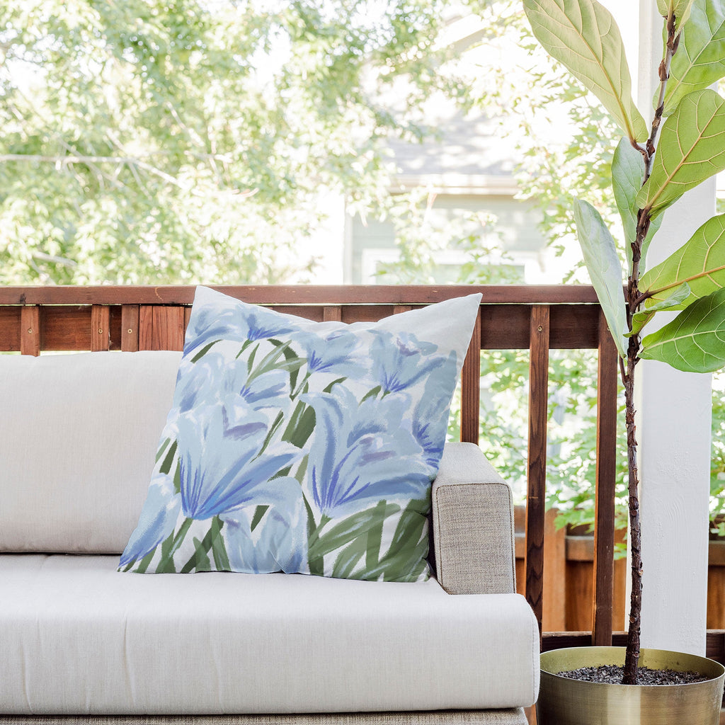 DENY Designs blue blooms Outdoor Throw Pillow