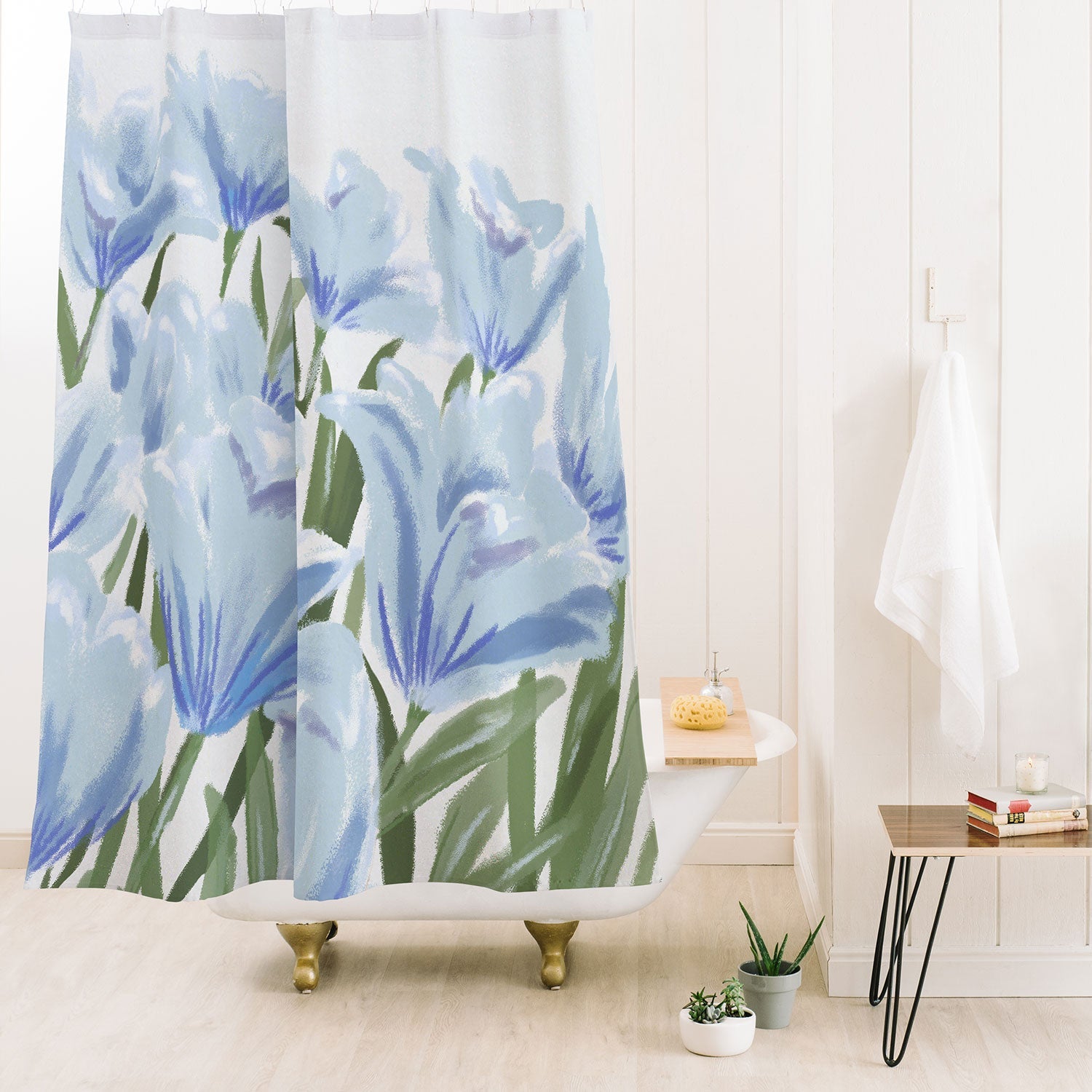 DENY Designs blue blooms Shower Curtain