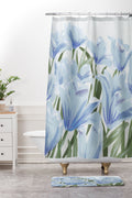 DENY Designs blue blooms Shower Curtain And Mat