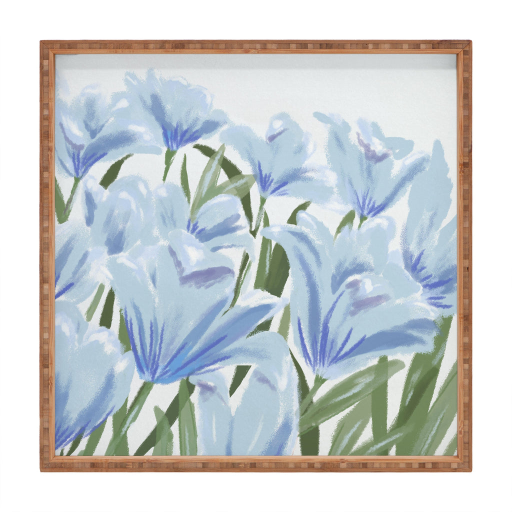 DENY Designs blue blooms Square Tray