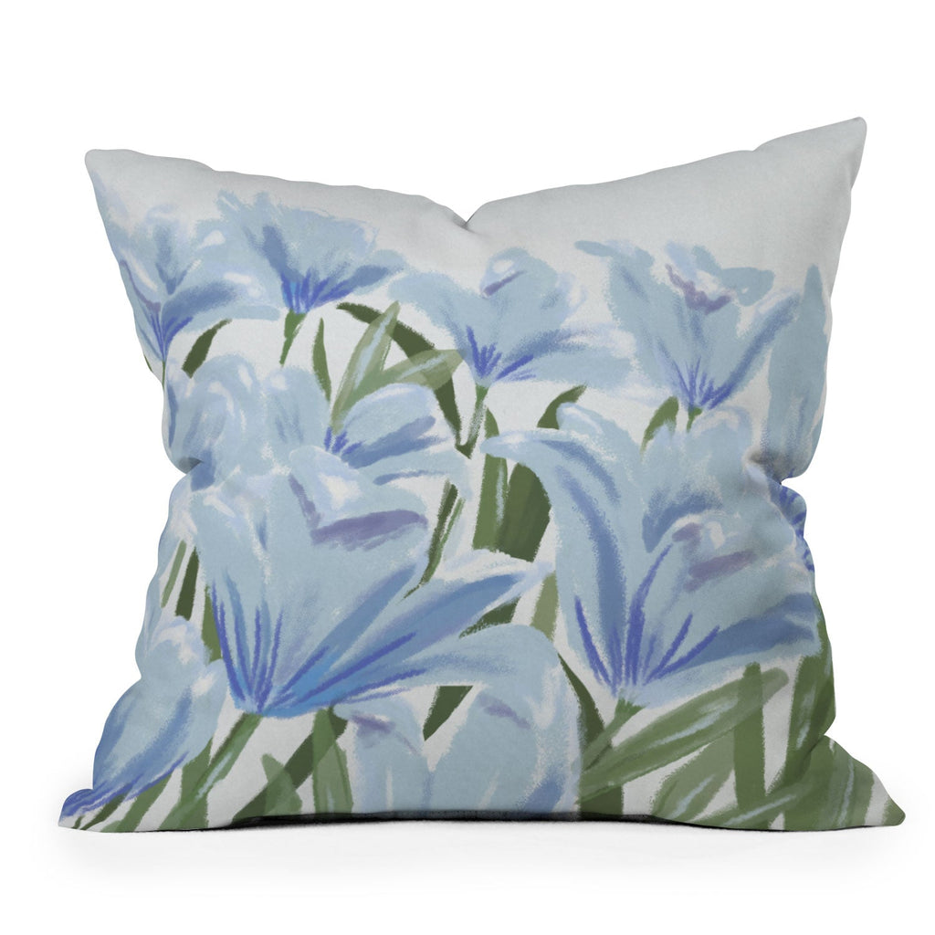 DENY Designs blue blooms Throw Pillow