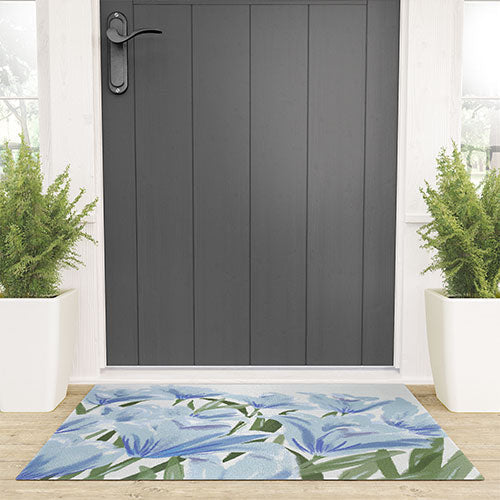 DENY Designs blue blooms Welcome Mat