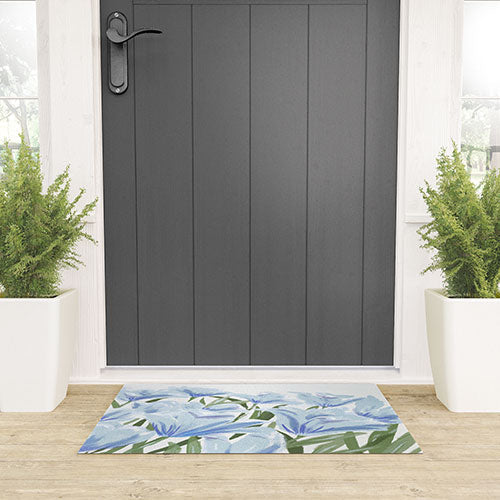 DENY Designs blue blooms Welcome Mat