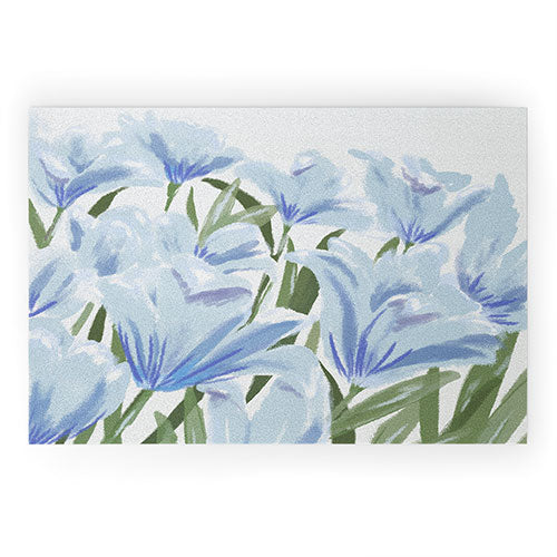 DENY Designs blue blooms Welcome Mat