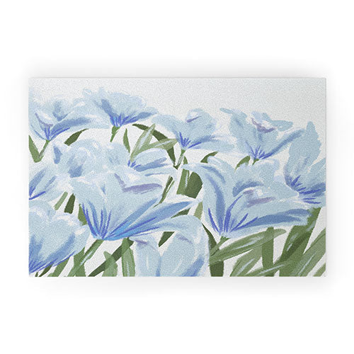 DENY Designs blue blooms Welcome Mat