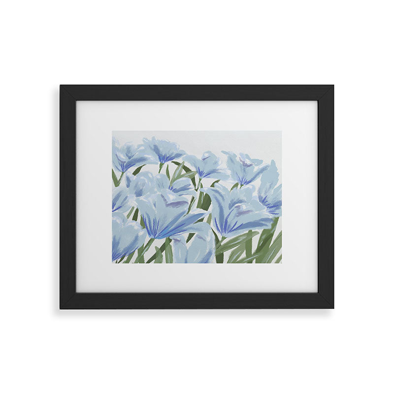 DENY Designs blue blooms Framed Art Print