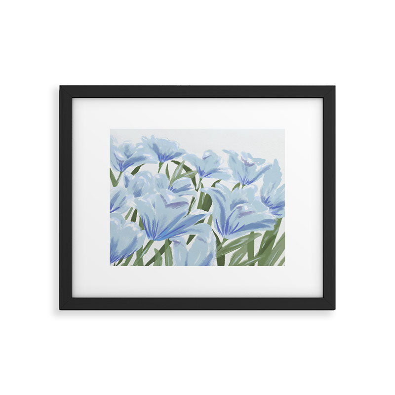 DENY Designs blue blooms Framed Art Print