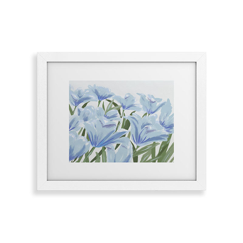 DENY Designs blue blooms Framed Art Print