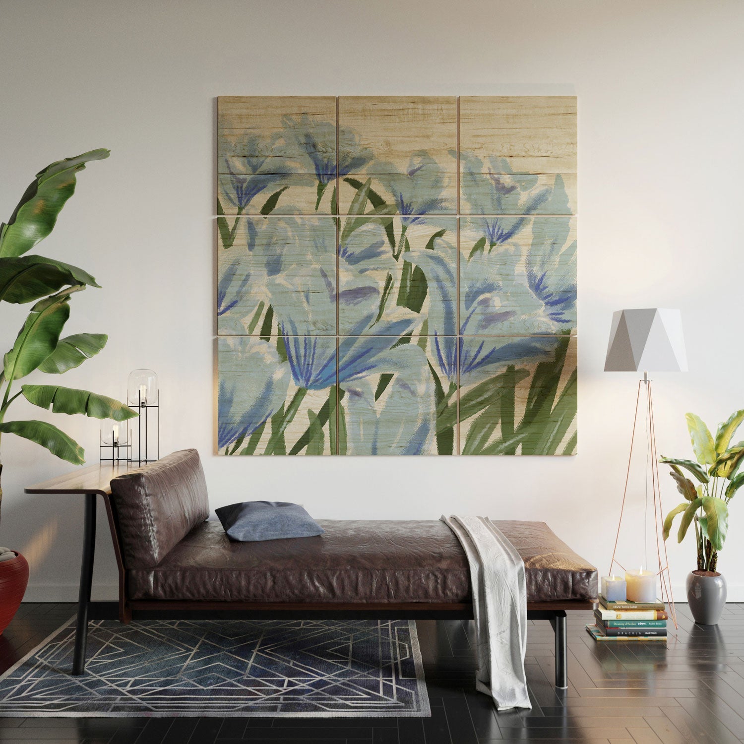 DENY Designs blue blooms Wood Wall Mural