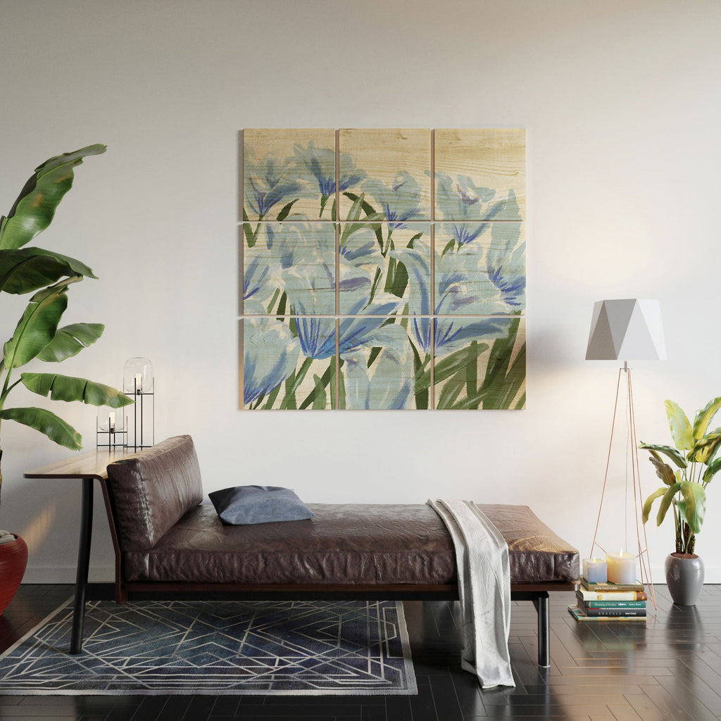 DENY Designs blue blooms Wood Wall Mural