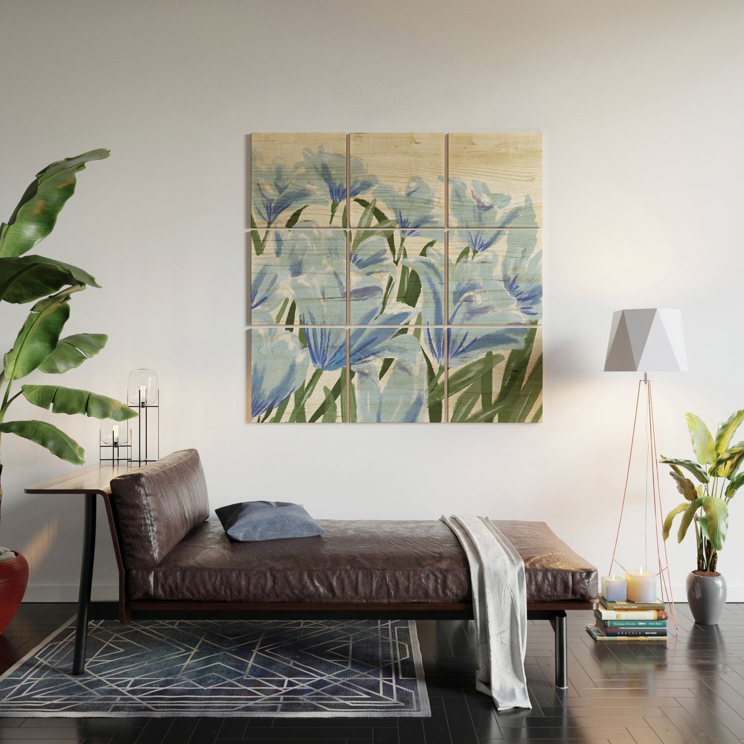 DENY Designs blue blooms Wood Wall Mural