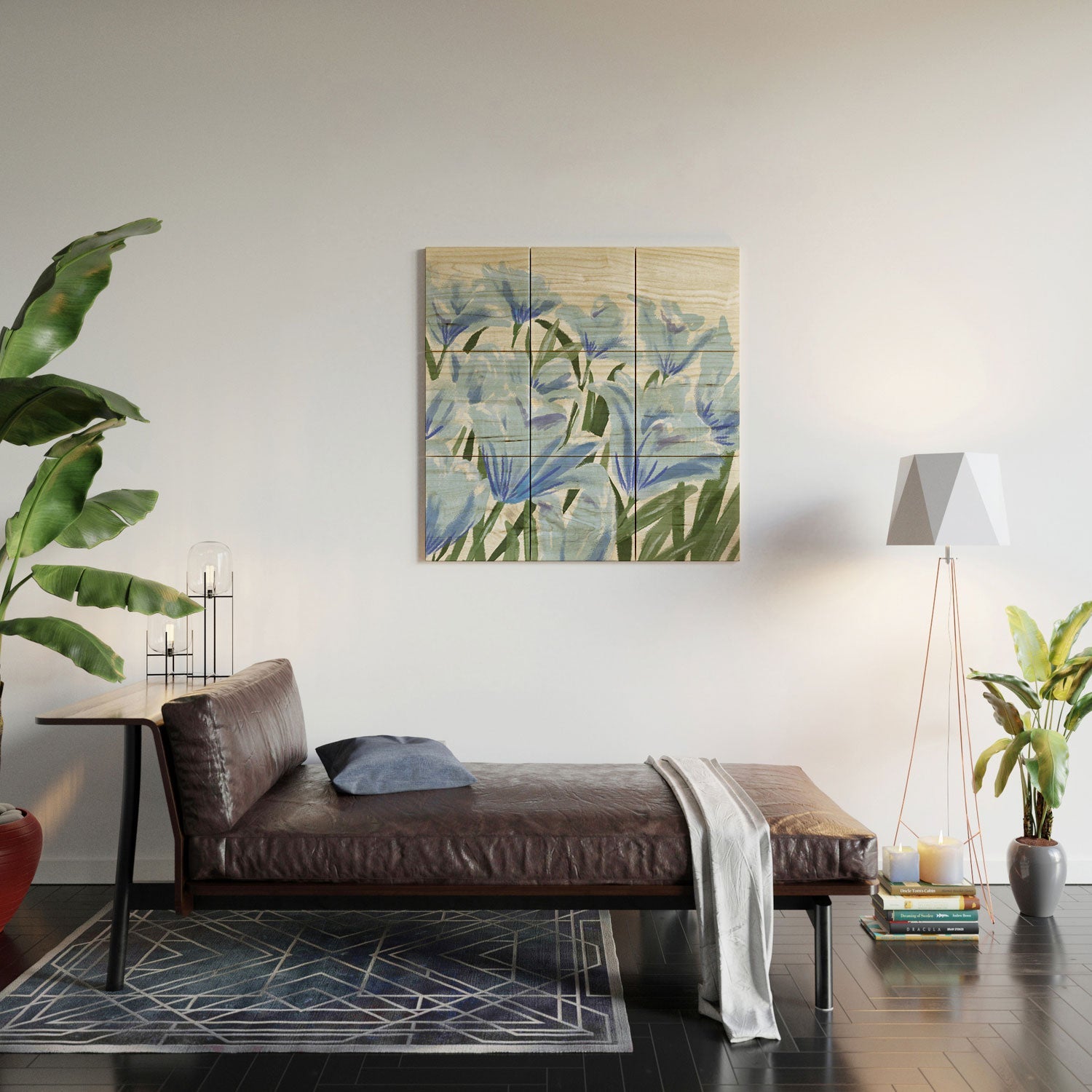DENY Designs blue blooms Wood Wall Mural