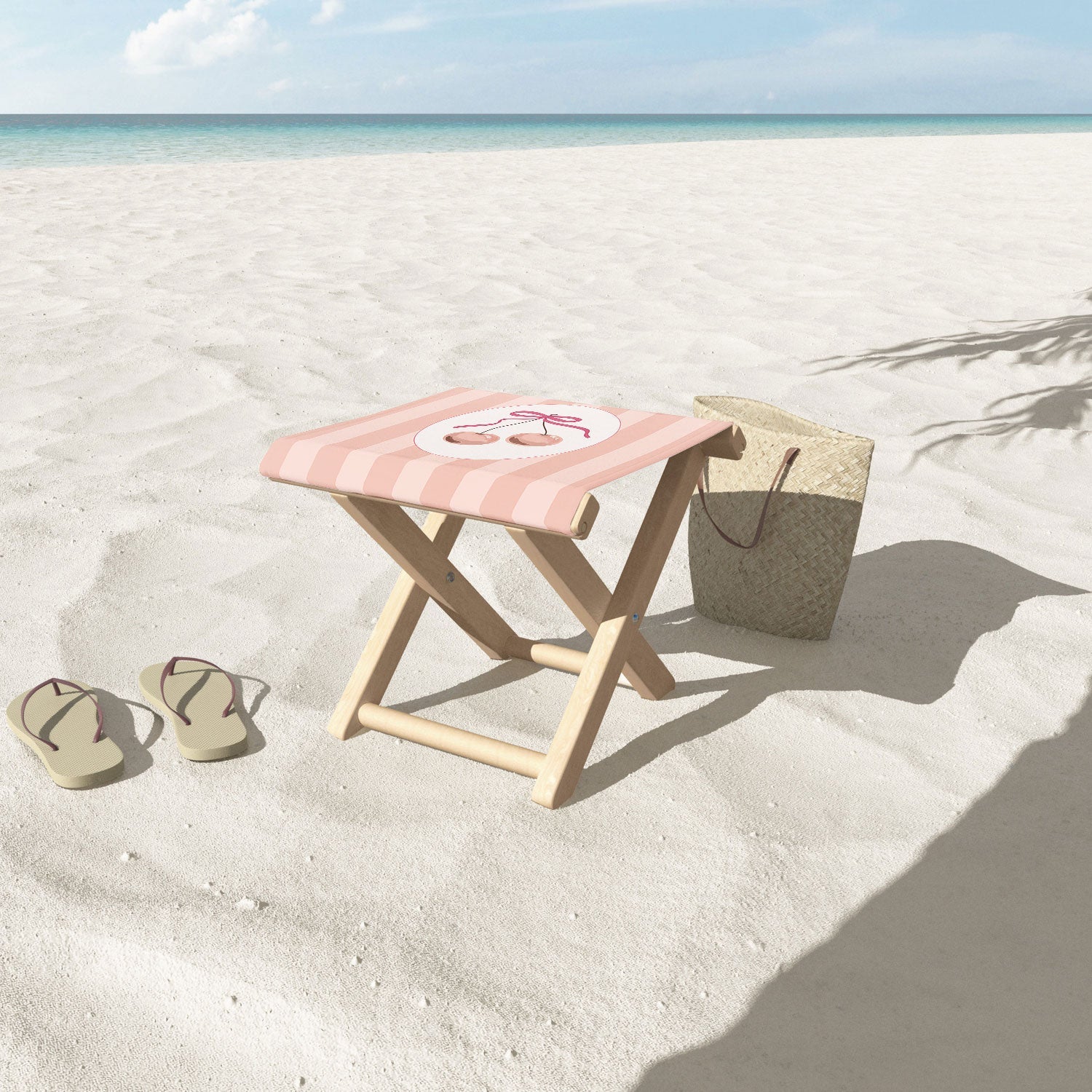 DENY Designs Bow Cherries Folding Stool