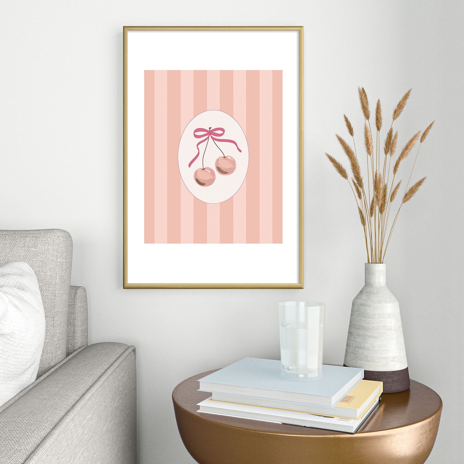 DENY Designs Bow Cherries Metal Framed Art Print