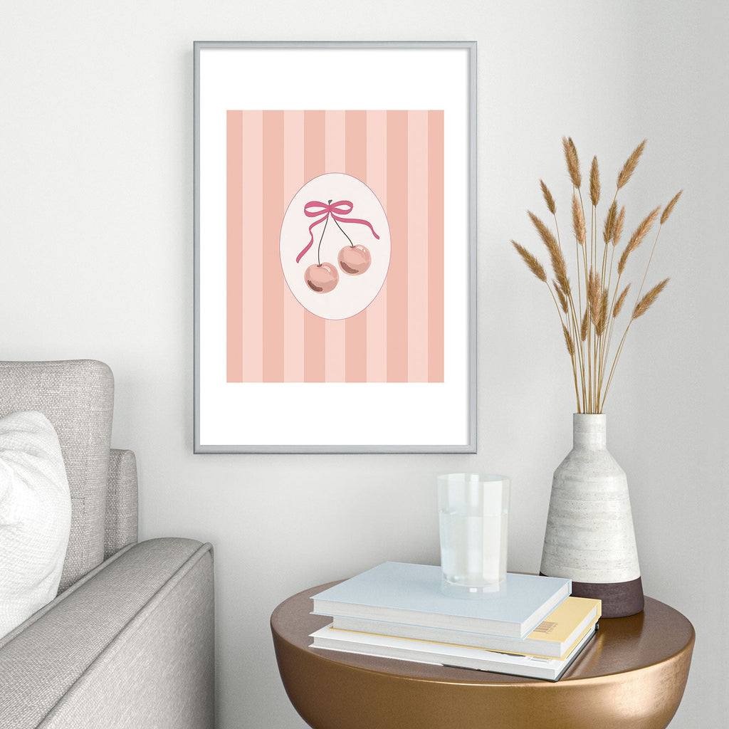 DENY Designs Bow Cherries Metal Framed Art Print