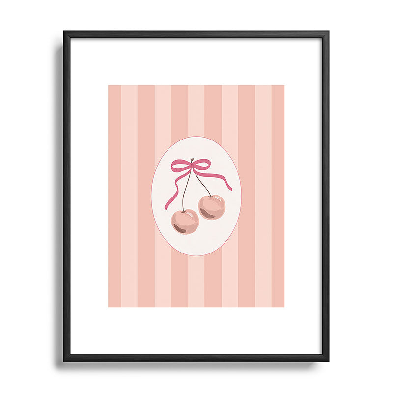 DENY Designs Bow Cherries Metal Framed Art Print