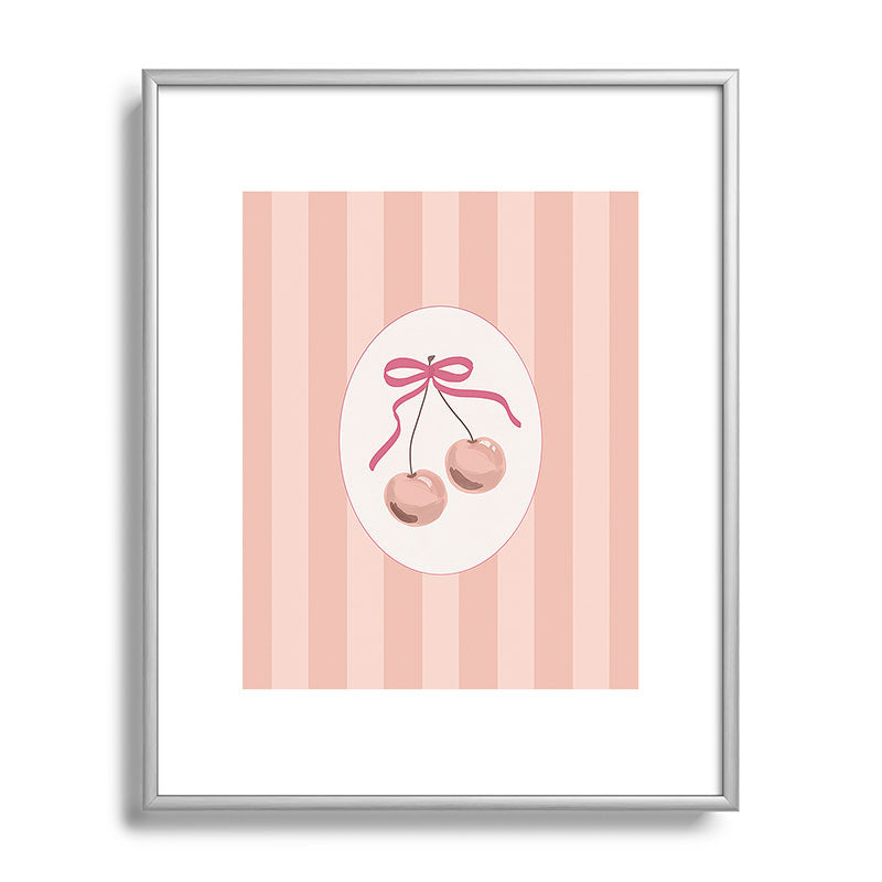 DENY Designs Bow Cherries Metal Framed Art Print
