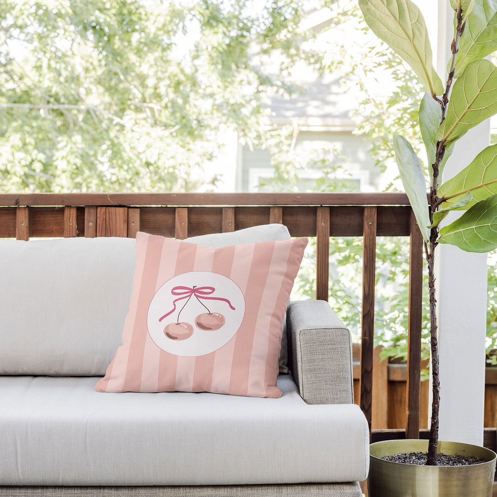 DENY Designs Bow Cherries Outdoor Throw Pillow