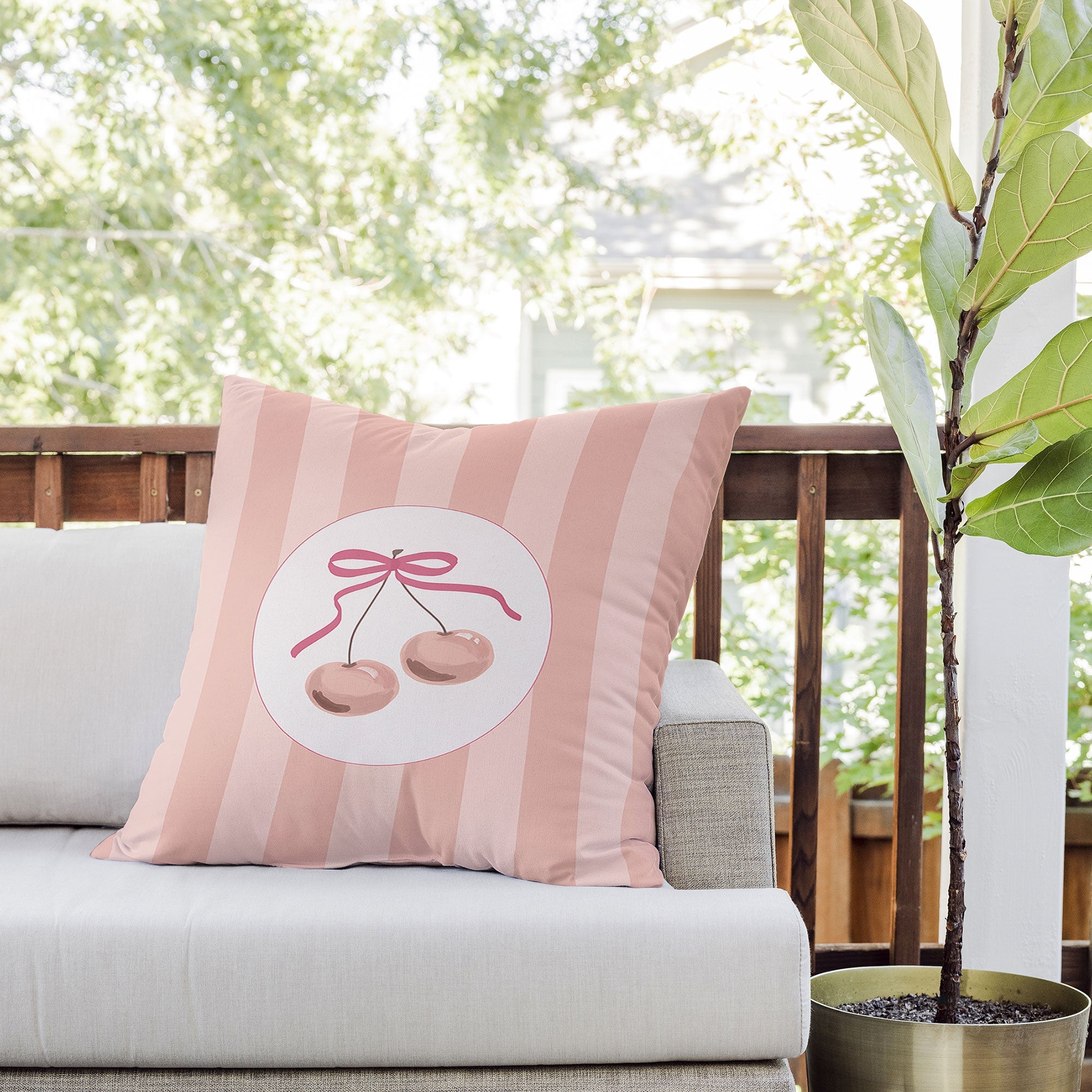 DENY Designs Bow Cherries Outdoor Throw Pillow