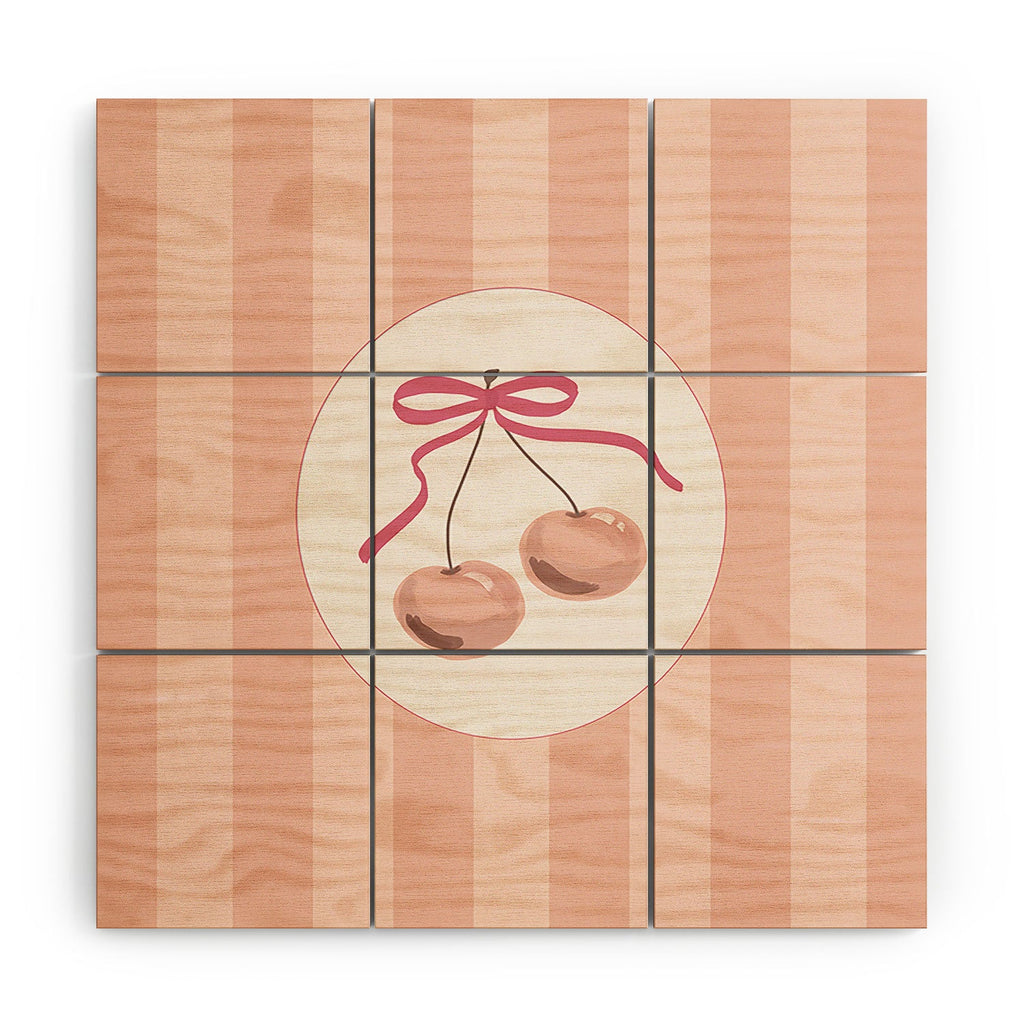 DENY Designs Bow Cherries Wood Wall Mural