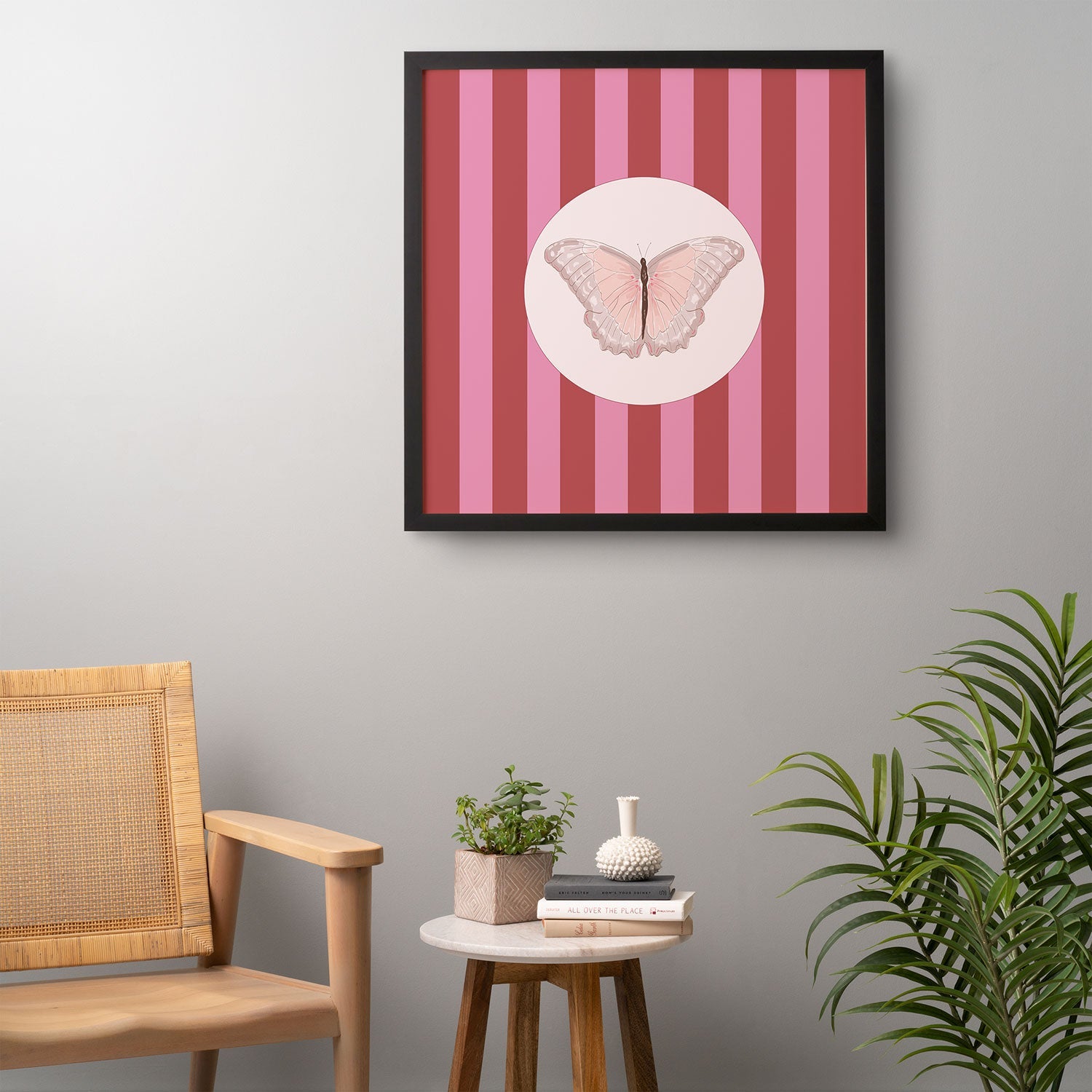 DENY Designs butterfly stripes Framed Wall Art